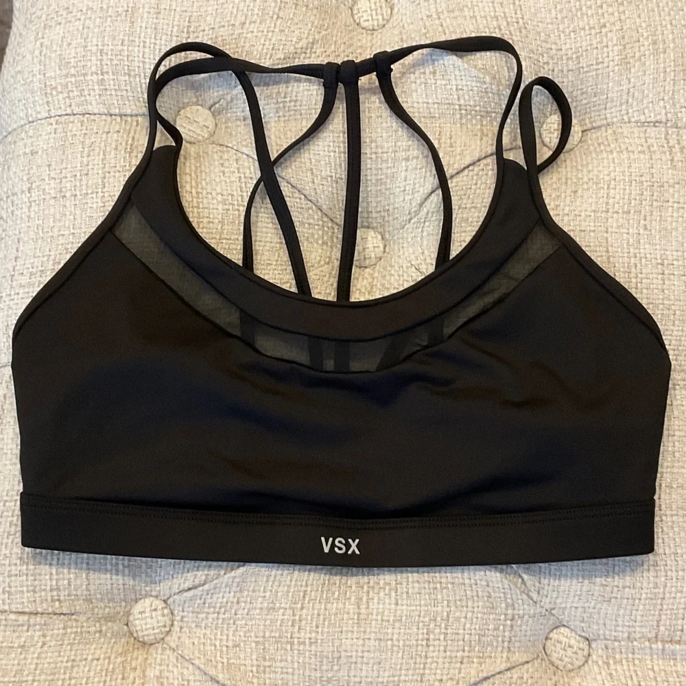VSX Black Mesh Detail Sports Bra